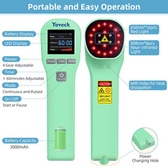 Yoveck handheld device in use on arm for muscle comfort