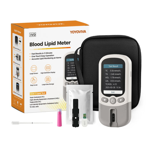 YOYOVIVA five-in-one lipid meter front view with clear display for quick readings.