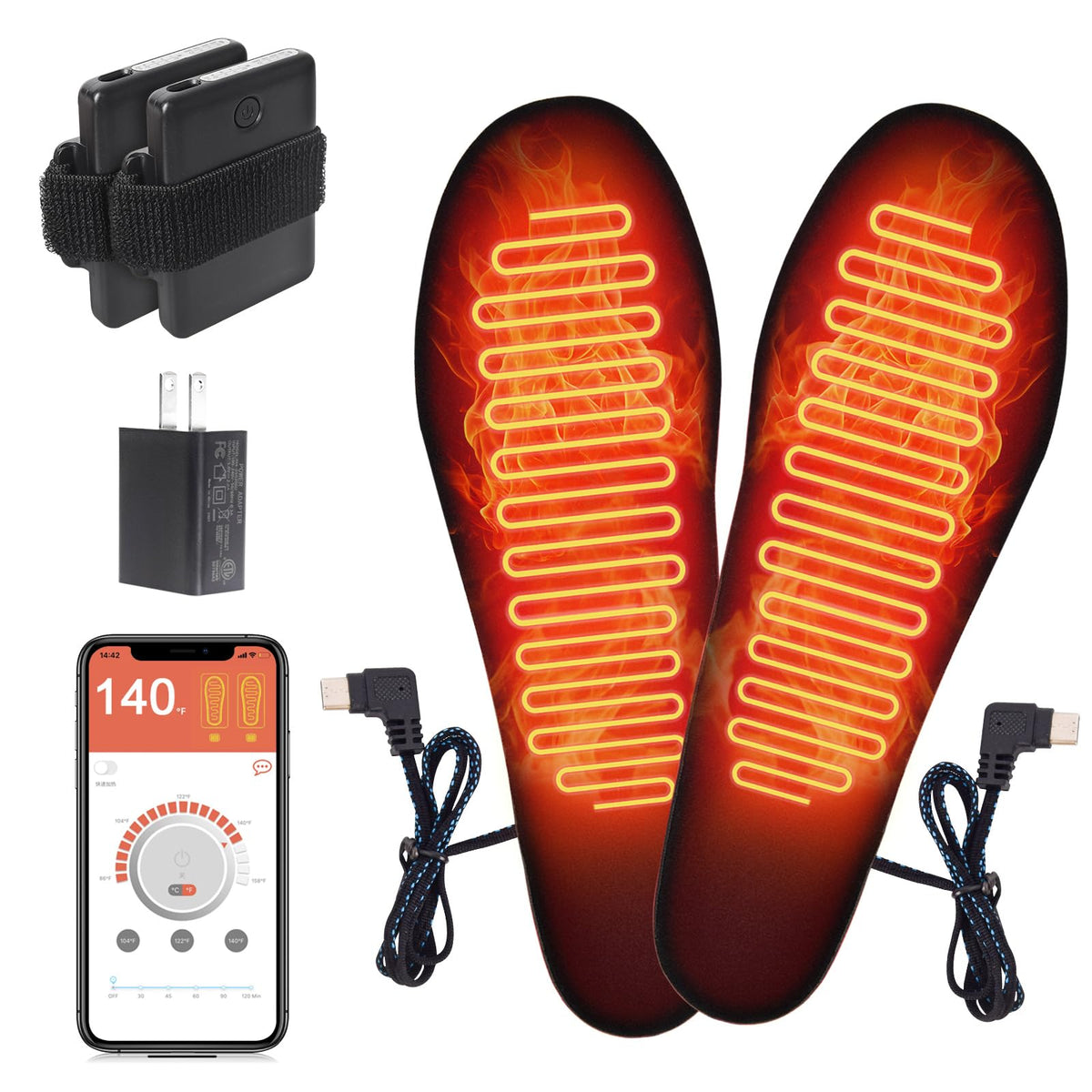 YPJIAJV heated insole front view for all-day warmth during cold commutes.