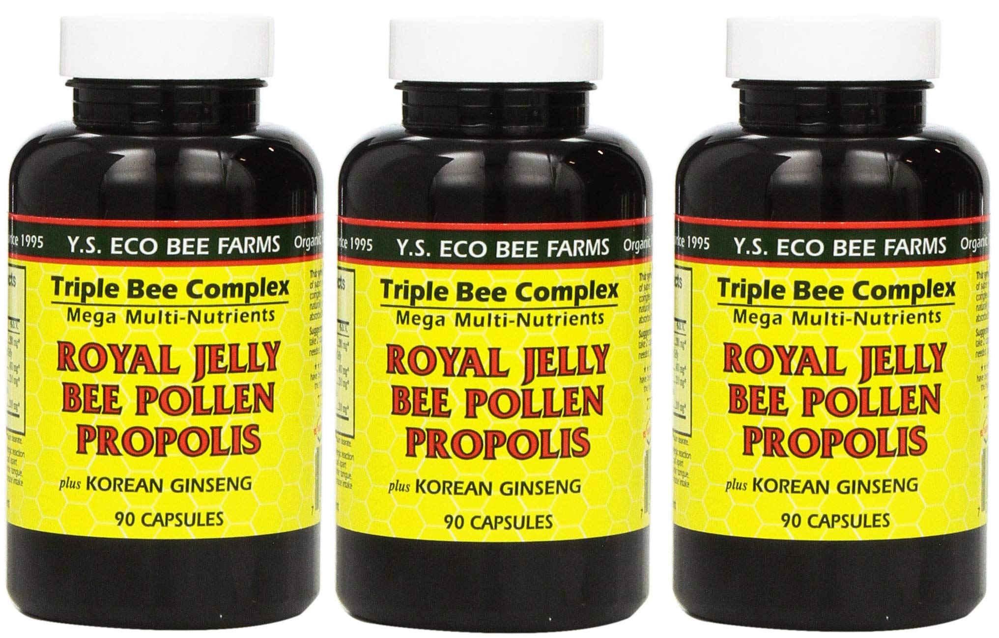 Y.S. Eco Bee Farms royal jelly bottle suggests natural energy support.
