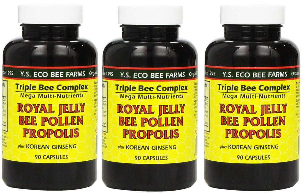 Y.S. Eco Bee Farms royal jelly bottle suggests natural energy support.