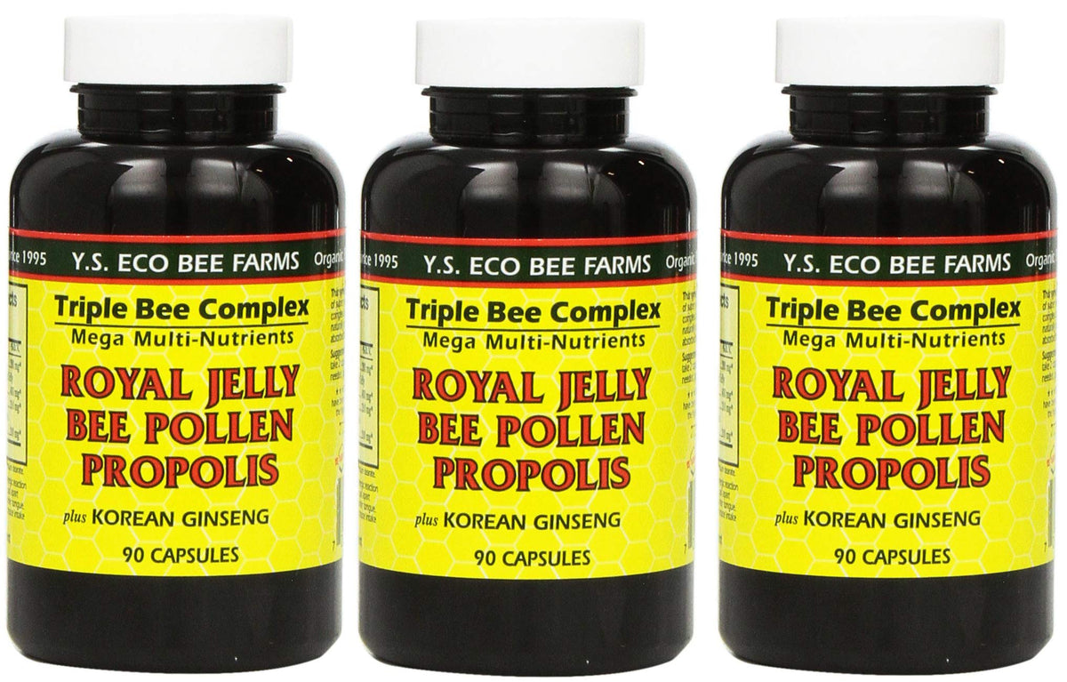 Y.S. Eco Bee Farms royal jelly bottle suggests natural energy support.