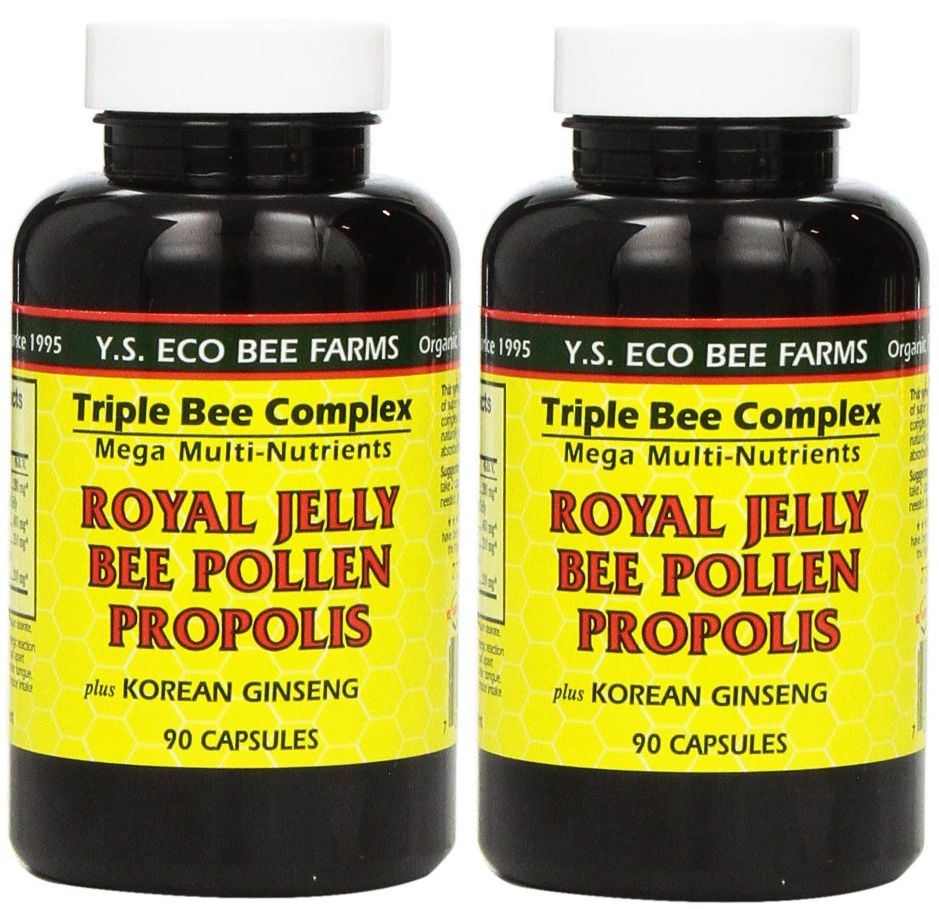 YS Eco Bee Farms royal jelly capsules pack on shelf for daily vitality