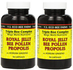 YS Eco Bee Farms royal jelly capsules pack on shelf for daily vitality