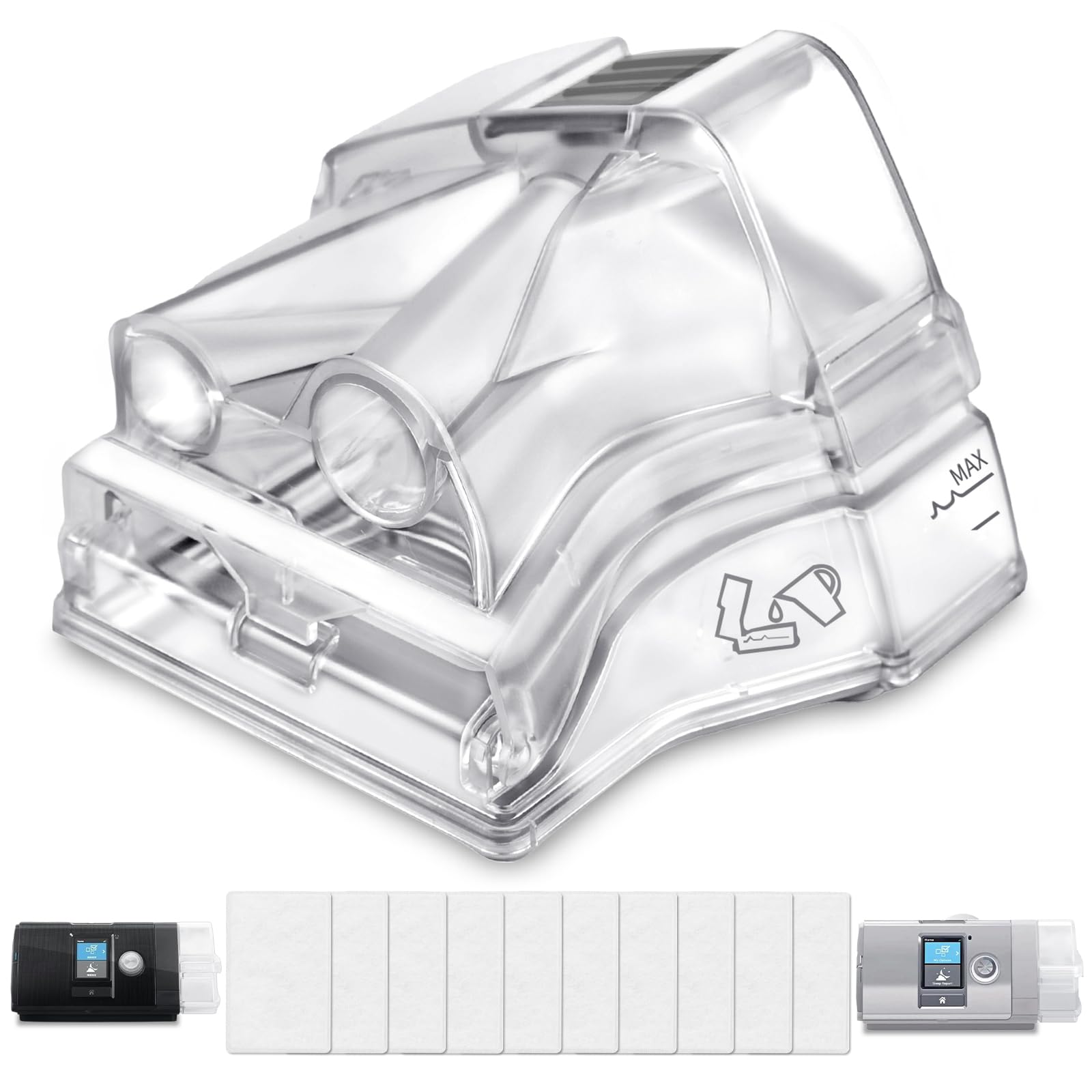 YSSKTC replacement water chamber for AirSense 10 and AirCurve 10 with secure fit for reliable humidification.