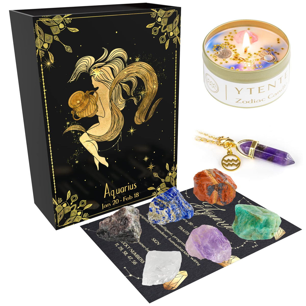YTENTE Aquarius soy candle with glitter top for cozy ambience and scent