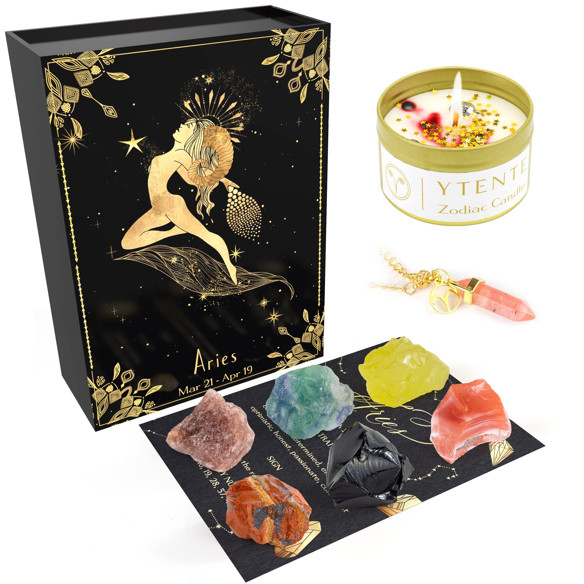 YTENTE Aries zodiac sign candle with crystals offers calming ambience and decorative charm