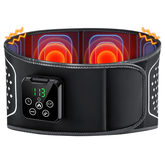 YUHUO lower back massager wrap on the waist for portable heat relief.