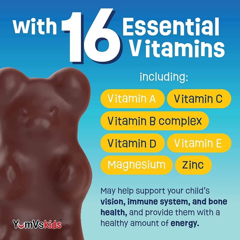 YUM-V'S multivitamin chocolate bears serving packets ready-to-take with kids
