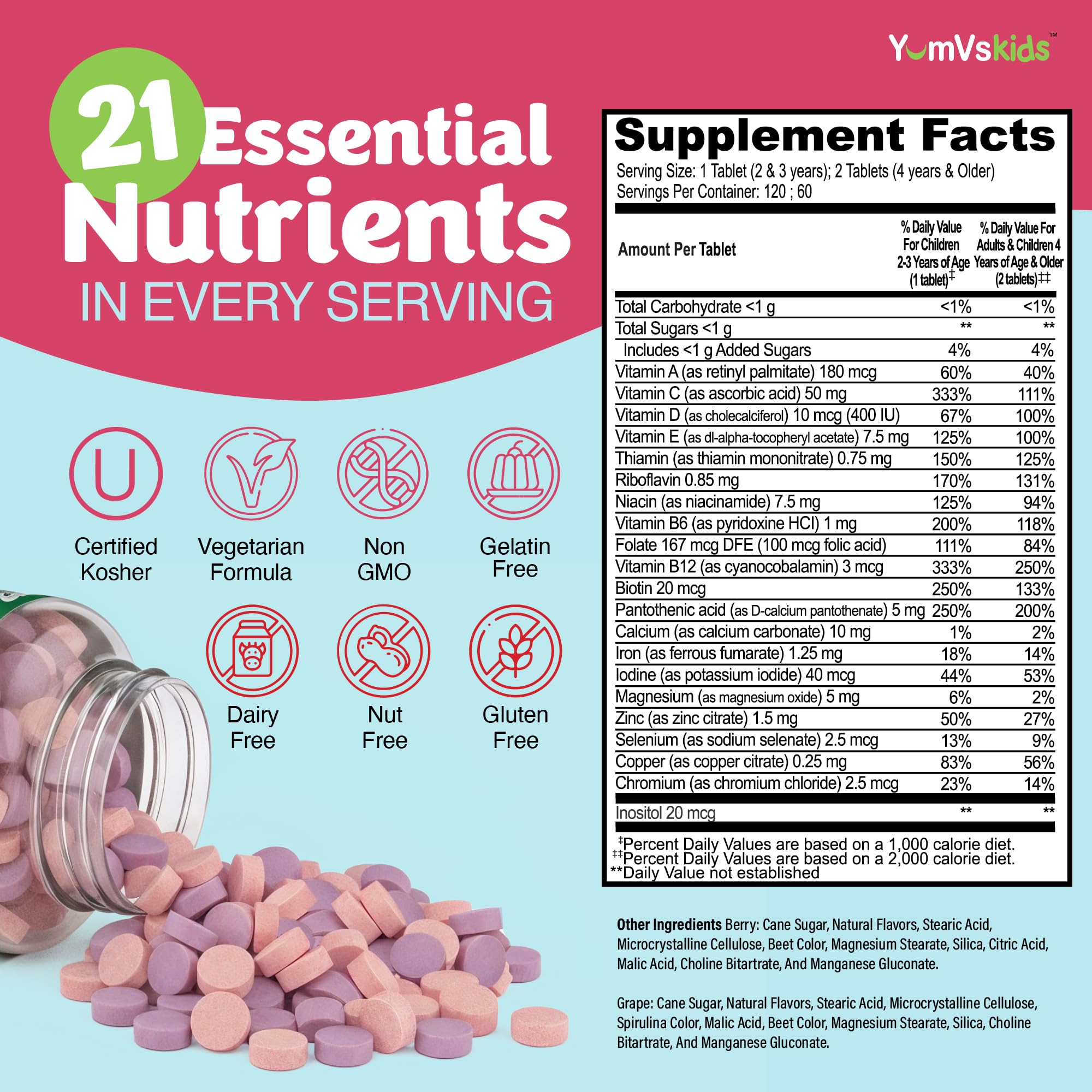YUM-V'S grape-berry flavor chewables promote consistent use.