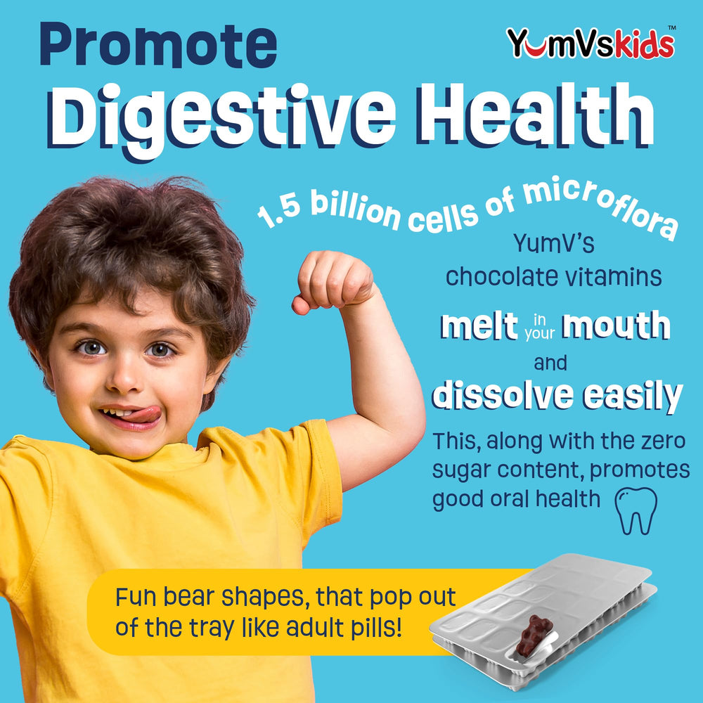 YUM-V'S chocolate bears dosage for daily kid-friendly use.
