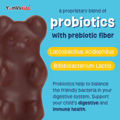 YUM-V'S probiotic kids chocolate bears melt in the mouth for easy consumption.