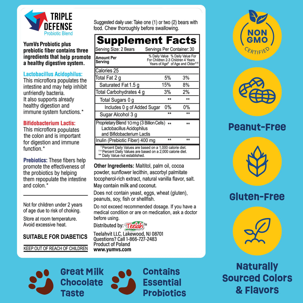 YUM-V'S non-GMO chocolate bears are peanut-free and gluten-free.