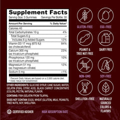 YUM-V'S Strong Earth gummies with phosphorus and vitamin D3 support nutrient balance.