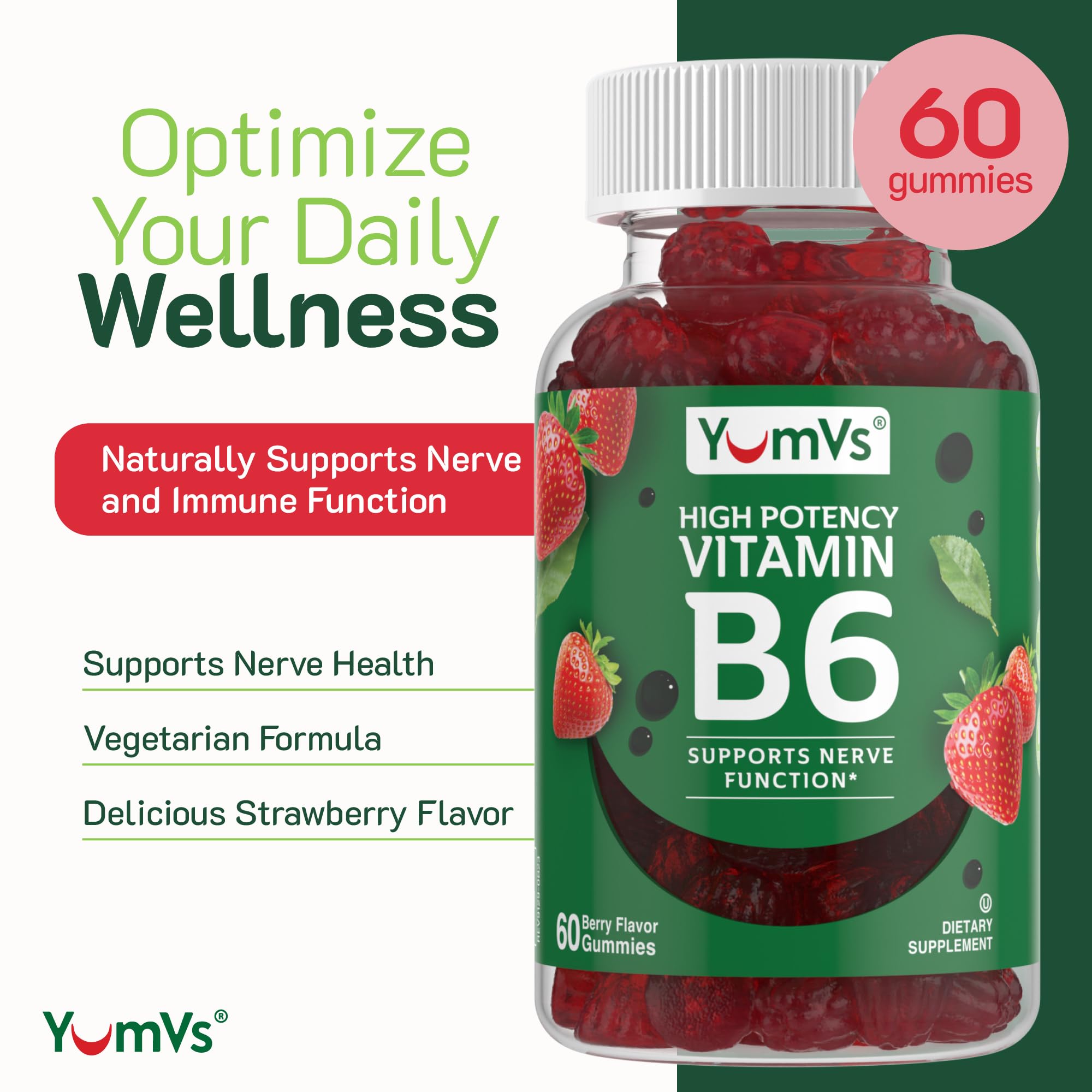 YUM-V'S Vitamin B6 Gummies close-up shows juicy texture and color.
