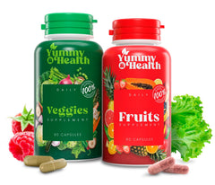Yummy and Health fruits and veggies capsules bottle for daily nutrition.