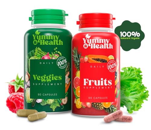 Spoonful of Yummy and Health capsules illustrating convenient daily nutrition.