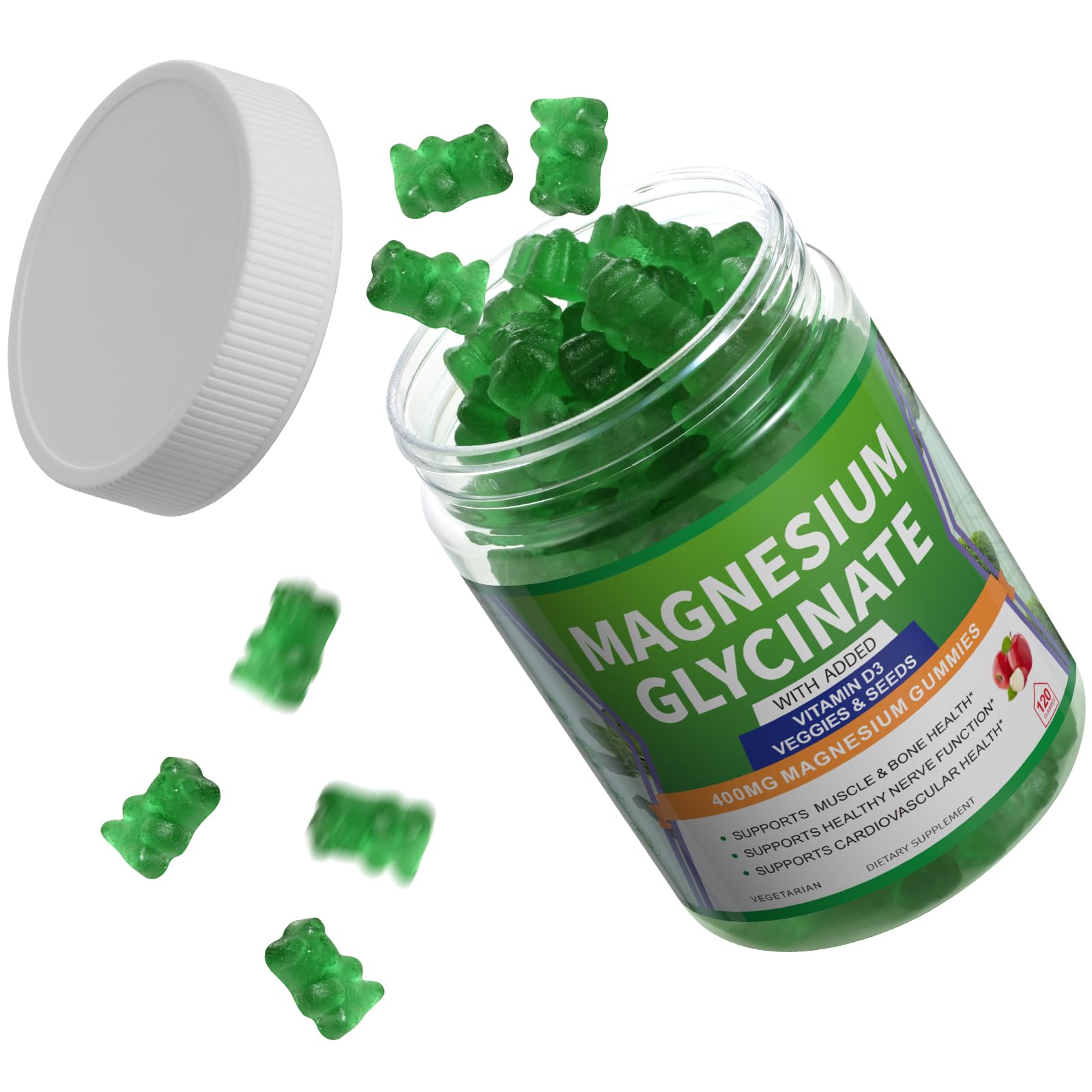 YUMOYI SPRUCE JIYIN magnesium gummies bottle front for easy daily support; helps support muscle comfort.