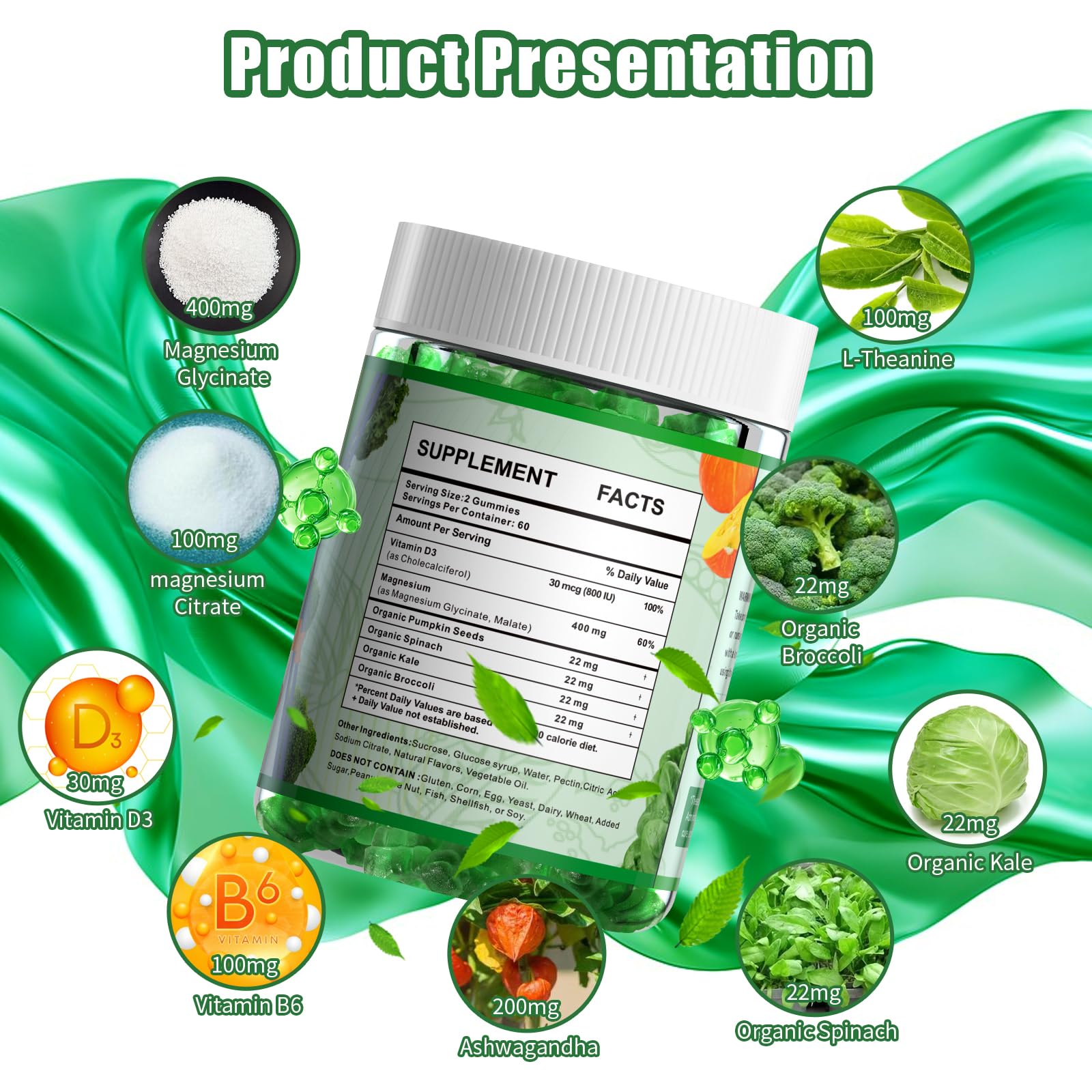 YUMOYI SPRUCE JIYIN bottle label detail highlights 120 capsules for long lasting use; supports daily magnesium needs.