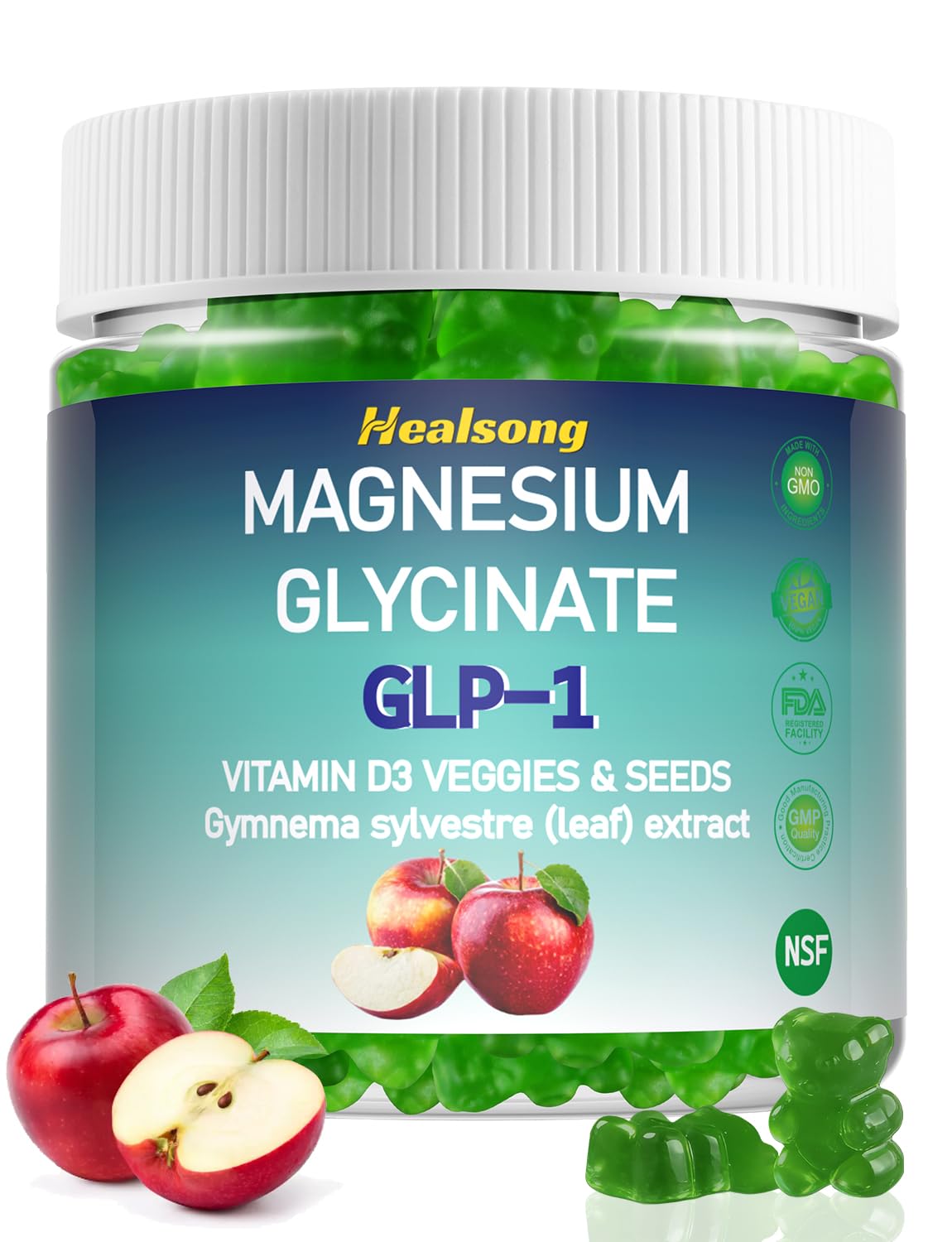 YUMOYI SPRUCE JIYIN magnesium gummies bottle side view indicates easy dosage on the go.
