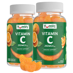 YumVs Vitamin C Gummies bottle front view highlighting orange flavor and immune support