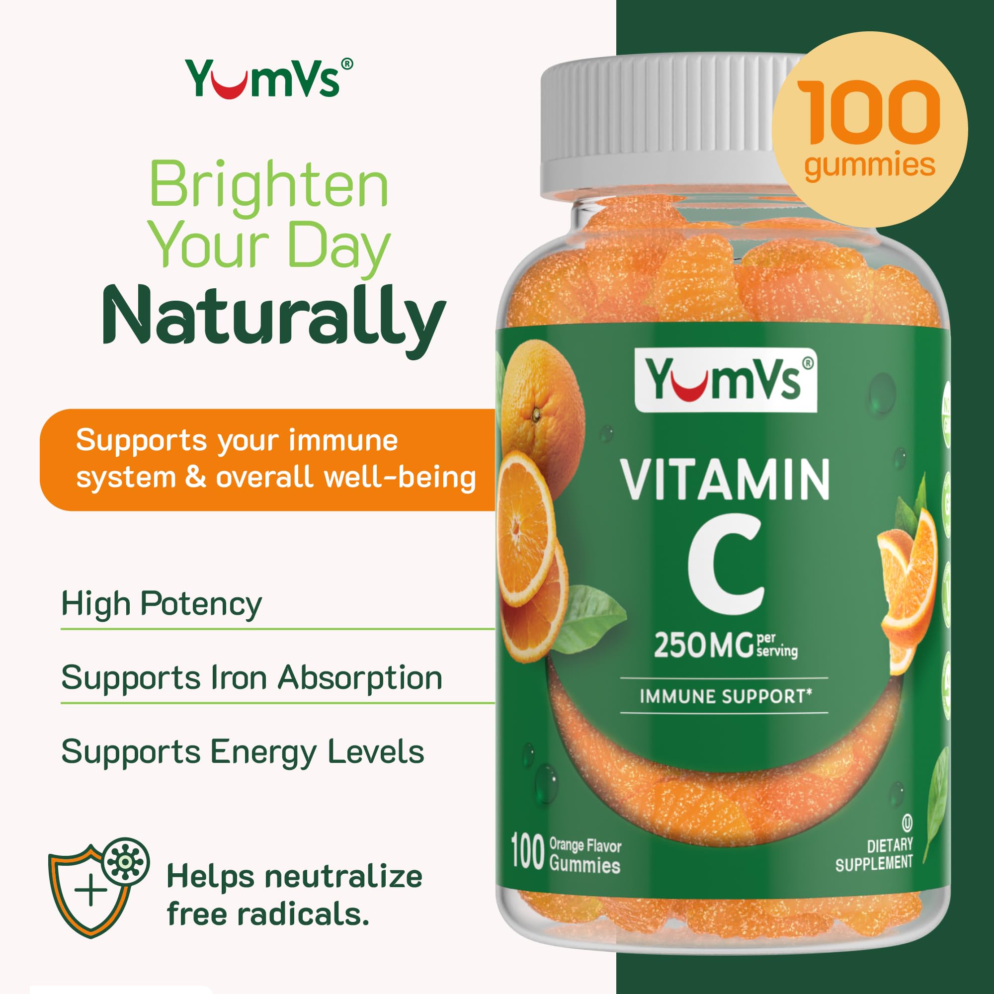 YumVs Vitamin C Gummies label emphasizes Kosher and Halal certifications