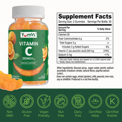 YumVs Vitamin C Gummies close-up texture suggests chewable, pleasant consistency