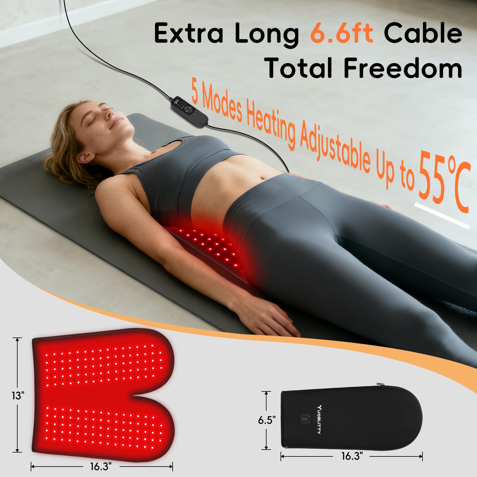 YUQBLITTY mat with 156 LED beads delivers deep warmth