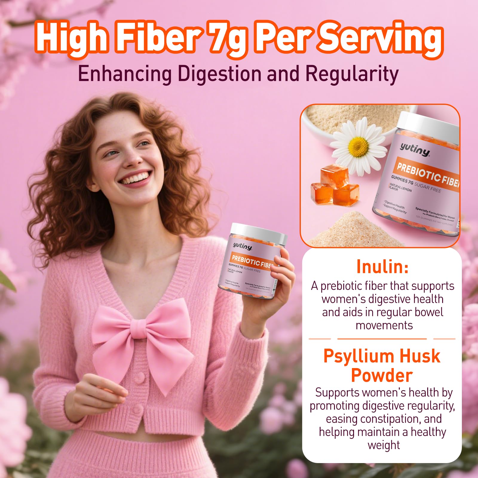 Yutiny inulin and psyllium blend image demonstrates soluble and insoluble fiber balance.