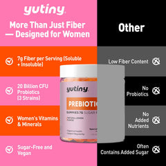 Yutiny vegan sugar-free gummy closeup highlights clean ingredients.