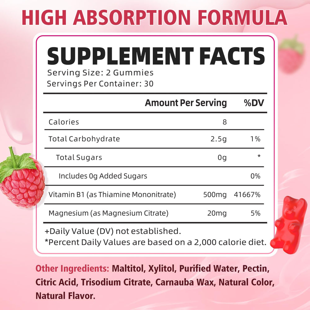 YUULAI B1 Gummies raspberry flavor adds tasty daily energy