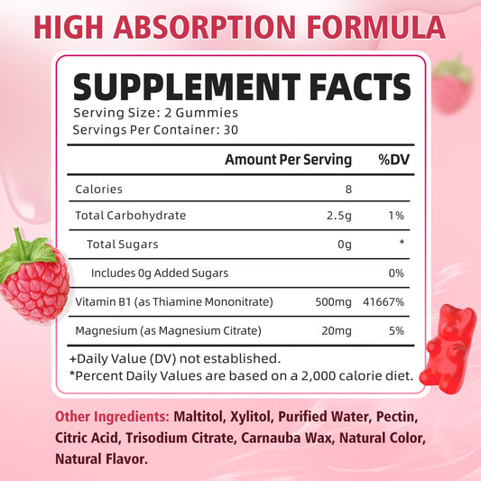 YUULAI B1 Gummies raspberry flavor adds tasty daily energy