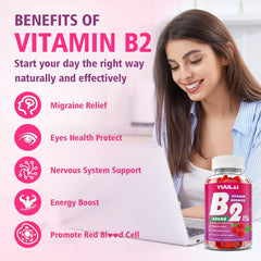 YUULAI B2 Gummies ingredient label highlights magnesium glycinate and vegan ingredients.