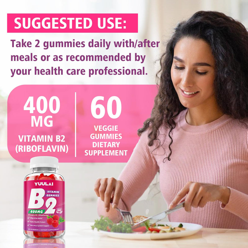 YUULAI Raspberry flavor B2 Gummies offer tasty daily support.