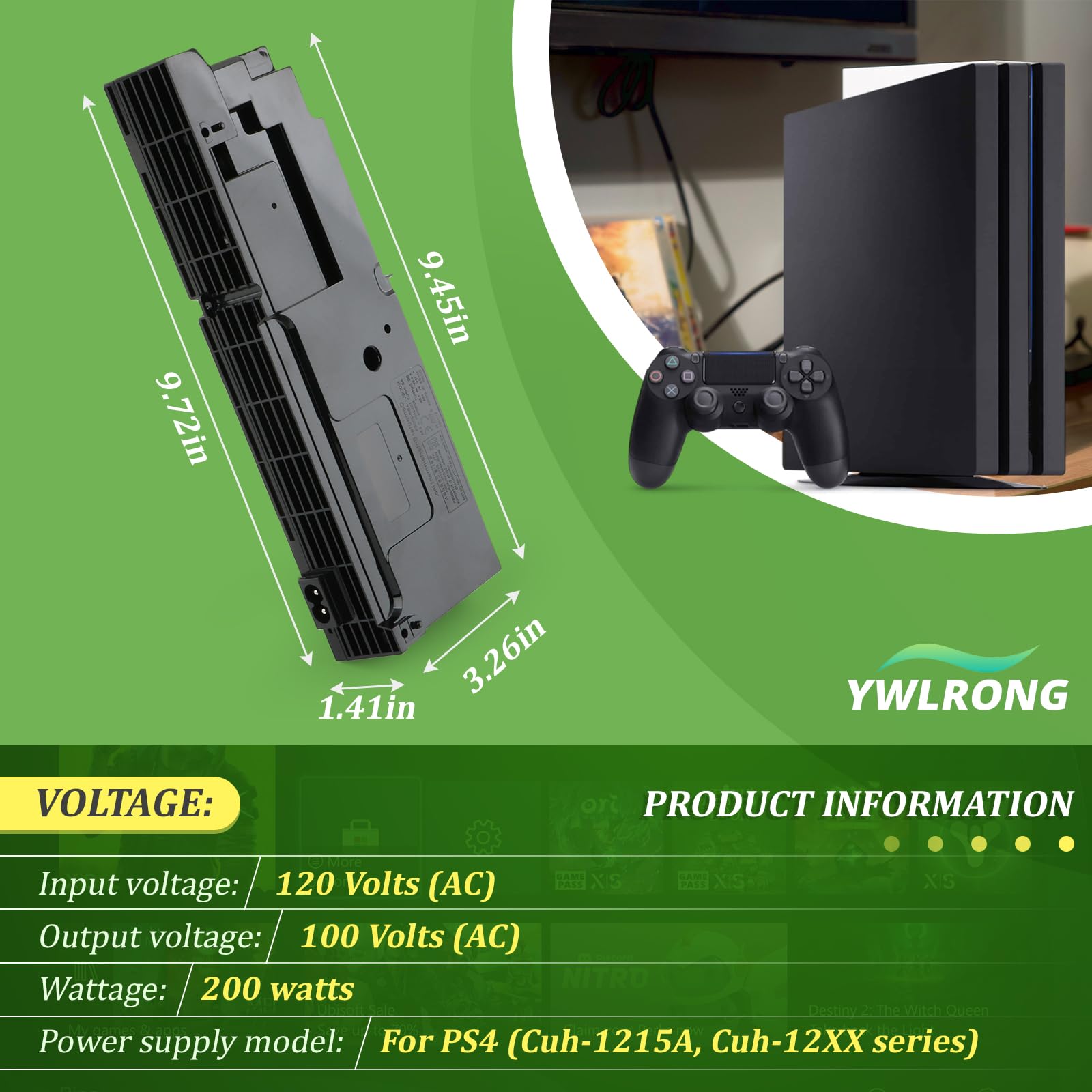 YWLRONG replacement power cable—stable plug connection for reliable power