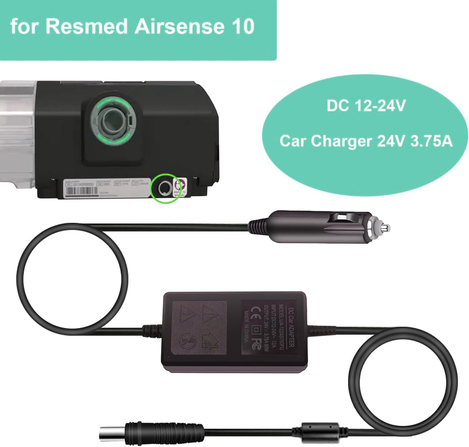 YXQZH ResMed S10 compatibility shown supports AirSense 10 and AirCurve 10.