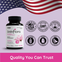 YYUX SlenderFlora label details reveal gluten, soy, and dairy-free formula.
