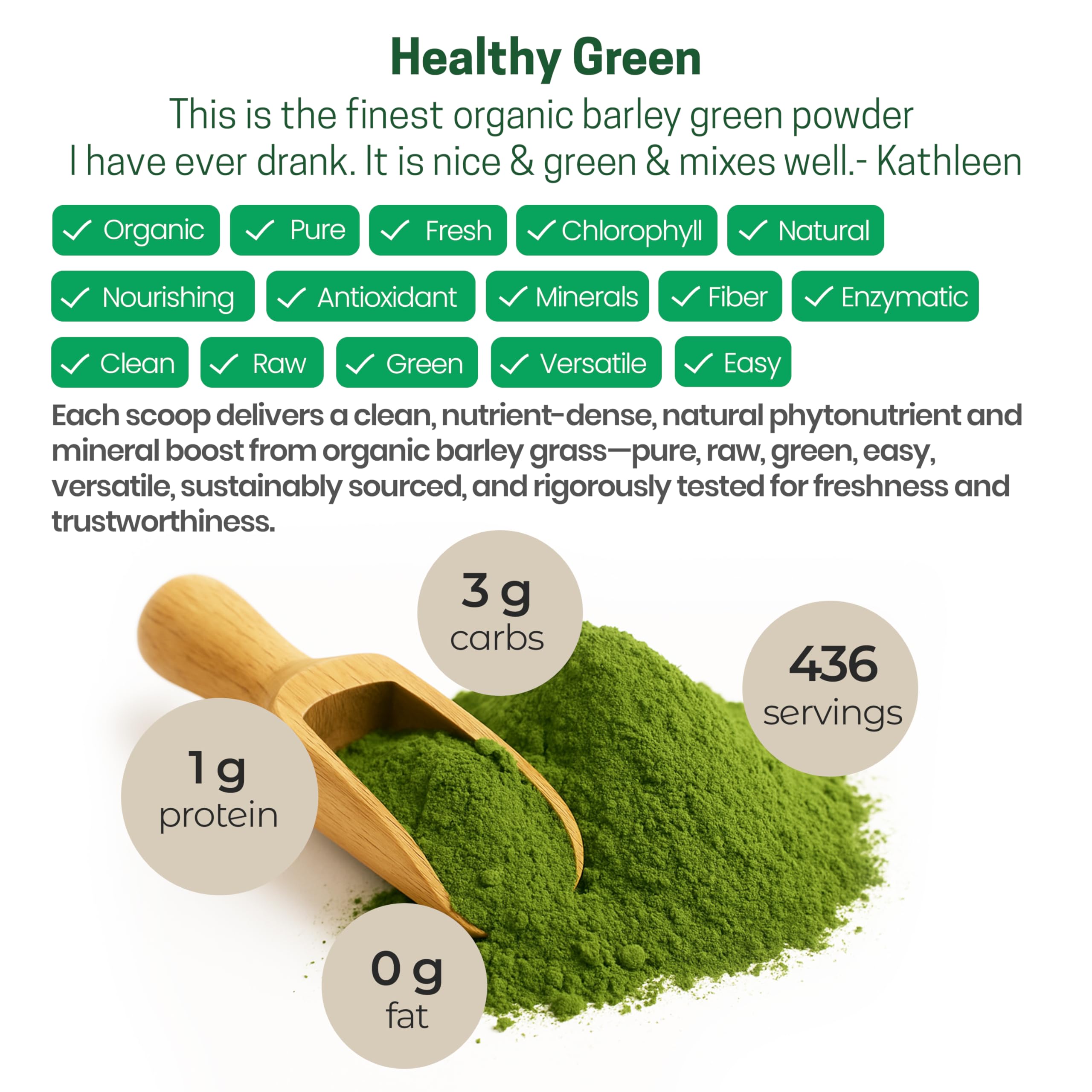 Z Natural Foods Barley Grass Powder provides amino acids and vitamins for daily nutrition