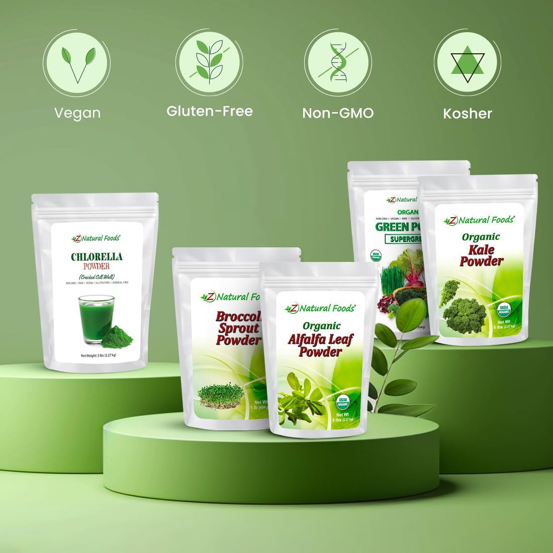 Z Natural Foods broccoli sprout powder jar shows a vitamin-rich supplement