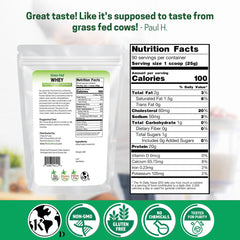 Close-up of Z Natural Foods grass-fed whey powder for smooth mixing