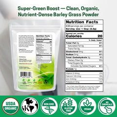 Z Natural Foods Organic Barley Grass Powder jar closeup showing clean packaging and label