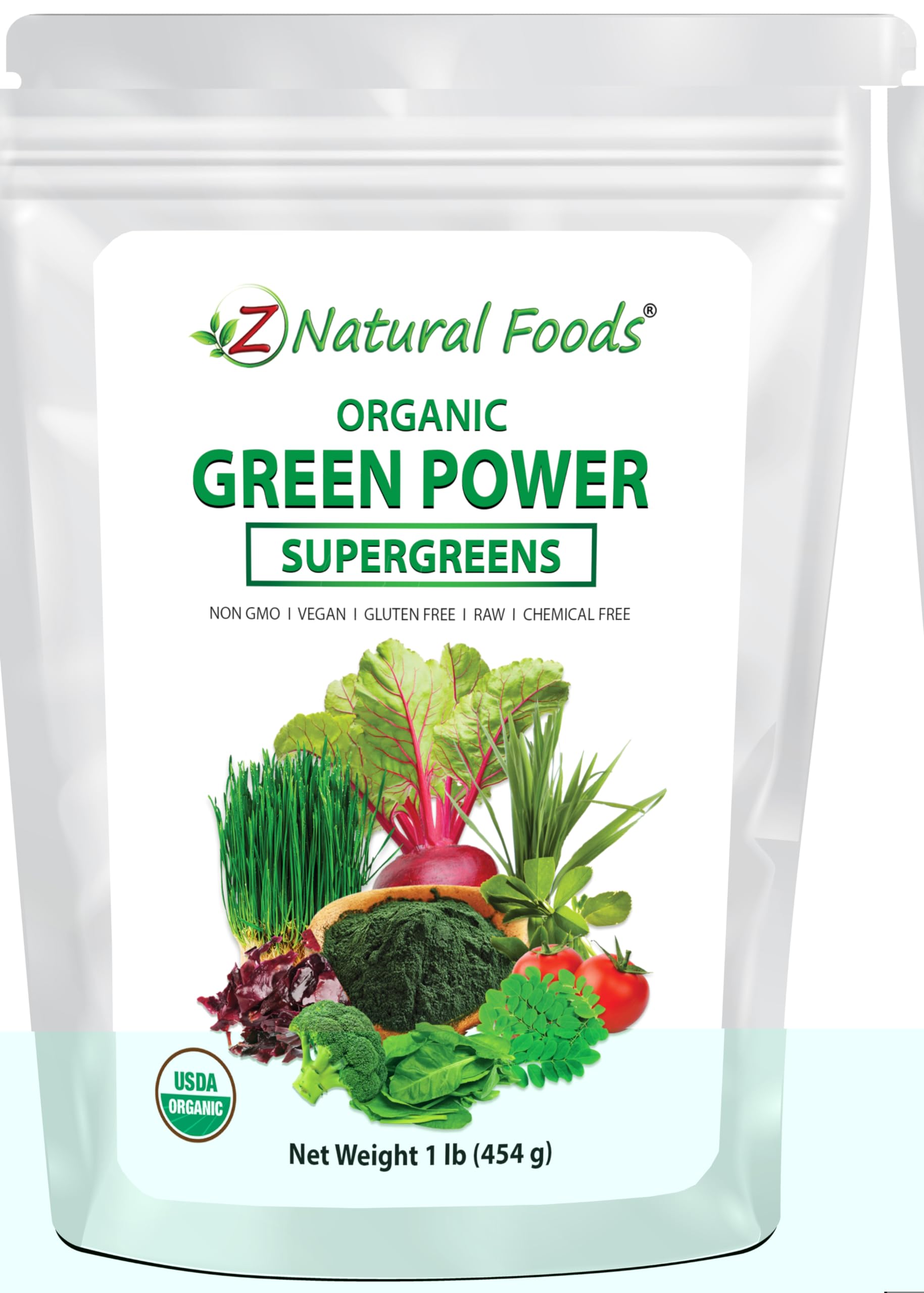 Z Natural Foods greens powder dissolving in water for a quick nutrient boost.