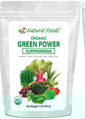 Z Natural Foods greens powder dissolving in water for a quick nutrient boost.