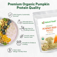 Z Natural Foods pumpkin seed protein powder being added to baking batter