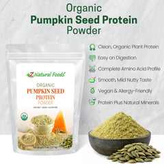 Z Natural Foods pumpkin seed protein powder blended into a smoothie with creamy texture