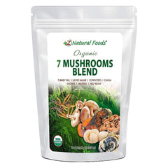 Z Natural Foods Sacred 7 blend in a bag boosting daily vitality with a plant based mushroom mix