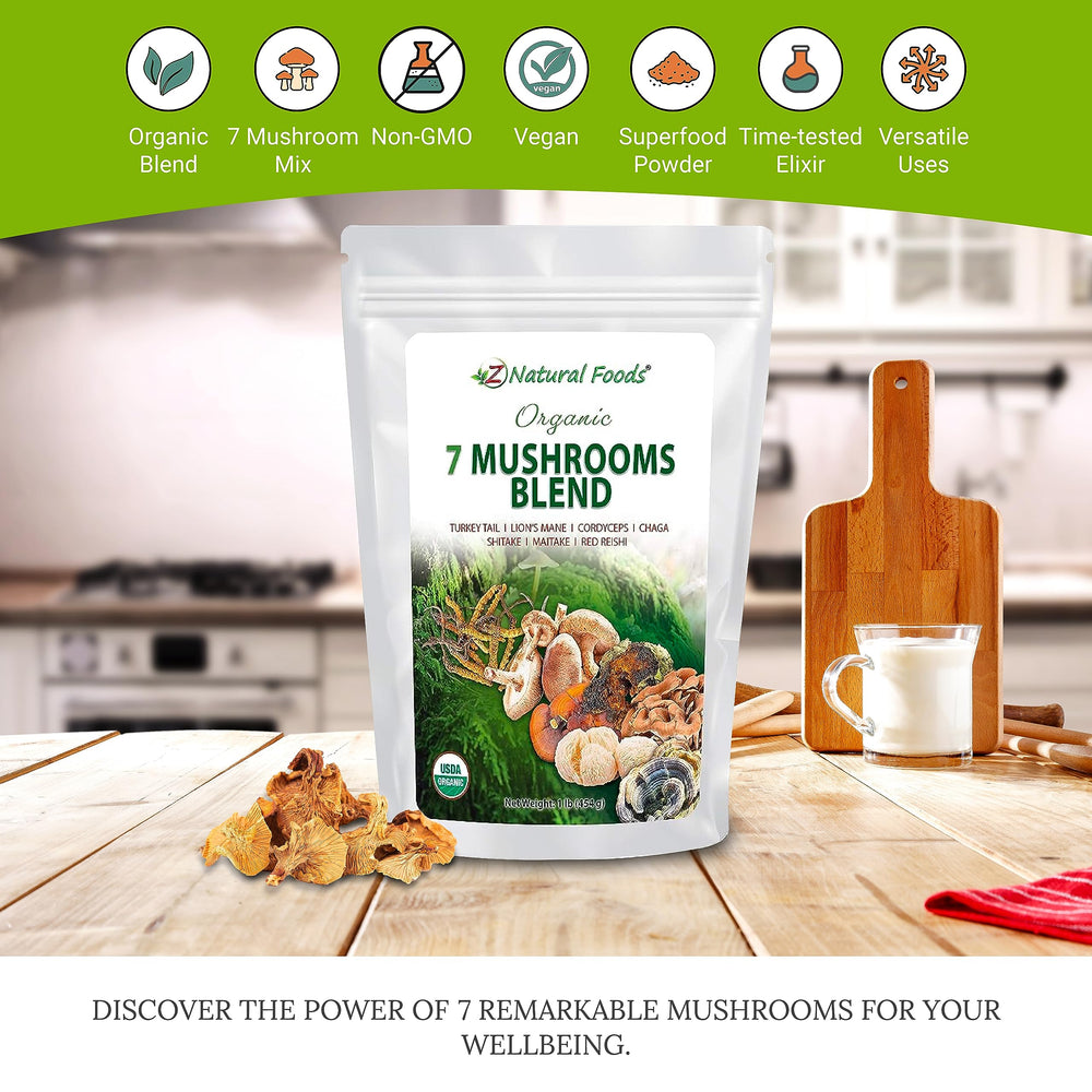 Sacred 7 mushrooms coffee mix by Z Natural Foods for richer flavor and sustained focus