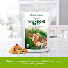 Scoop of Sacred 7 blend with glass of drink, ideal for daily rituals