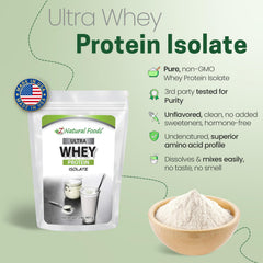 Z Natural Foods Ultra Whey Protein Isolate pour shows the fine, easily mixable powder texture.