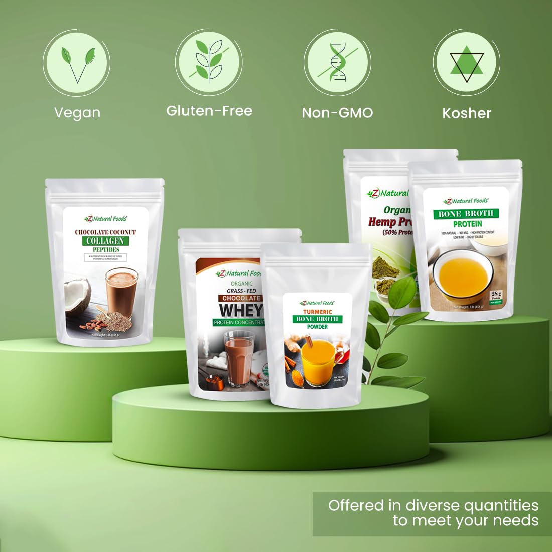 Z Natural Foods Vanilla Cream Whey Protein in smoothie glass for a creamy boost.
